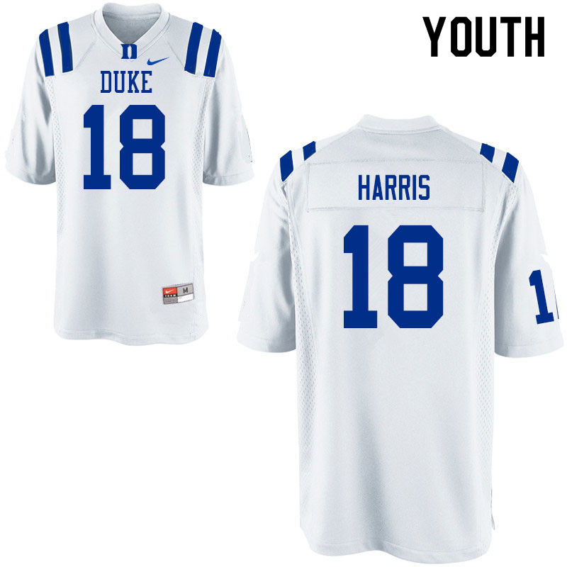 Youth #18 Quentin Harris Duke Blue Devils College Football Jerseys Sale-White - Click Image to Close